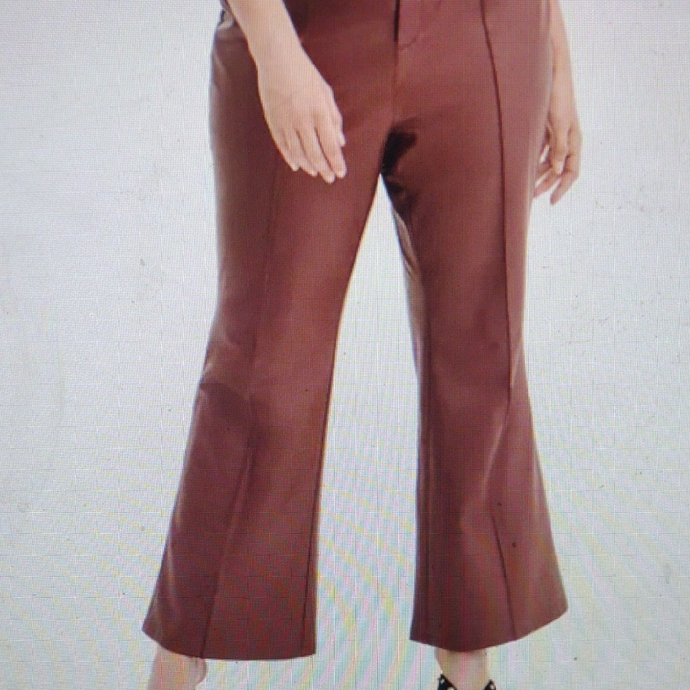 INC International Concepts Brown Faux Leather Flare Pants